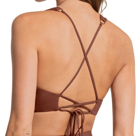 Maaji REVERSIBLE Long Line Triangle Bikini Top & Flirt Thin Side Bikini Bottom - Picture 3 of 6